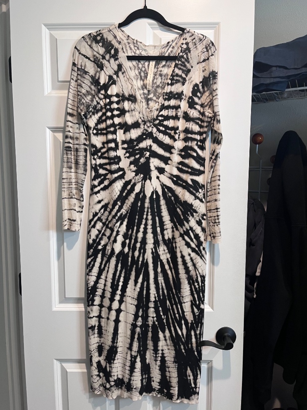 Raquel Allegra Tie Dyed Sheer Cotton V Neck Dress Designer Size 3 (large) - Picture 3 of 5